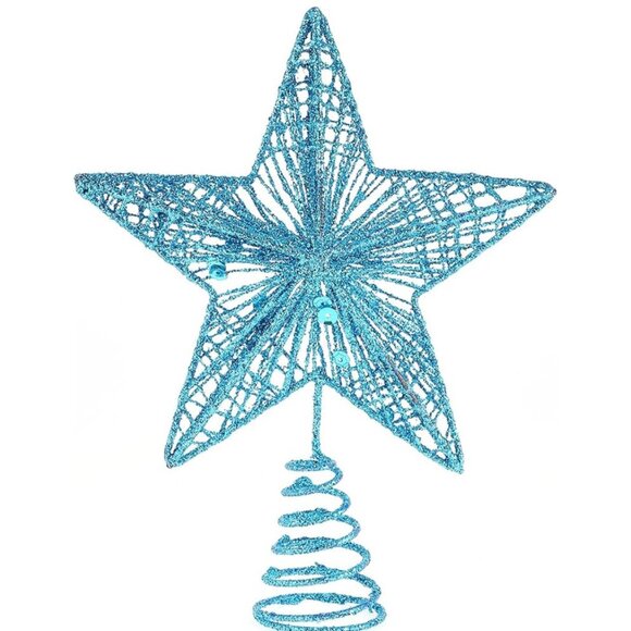 Blue Glitter Star Tree Topper 9.84" x 7.87" - Picture 1 of 3